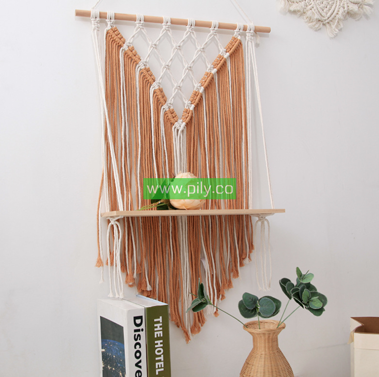 macrame wall hanging shelf