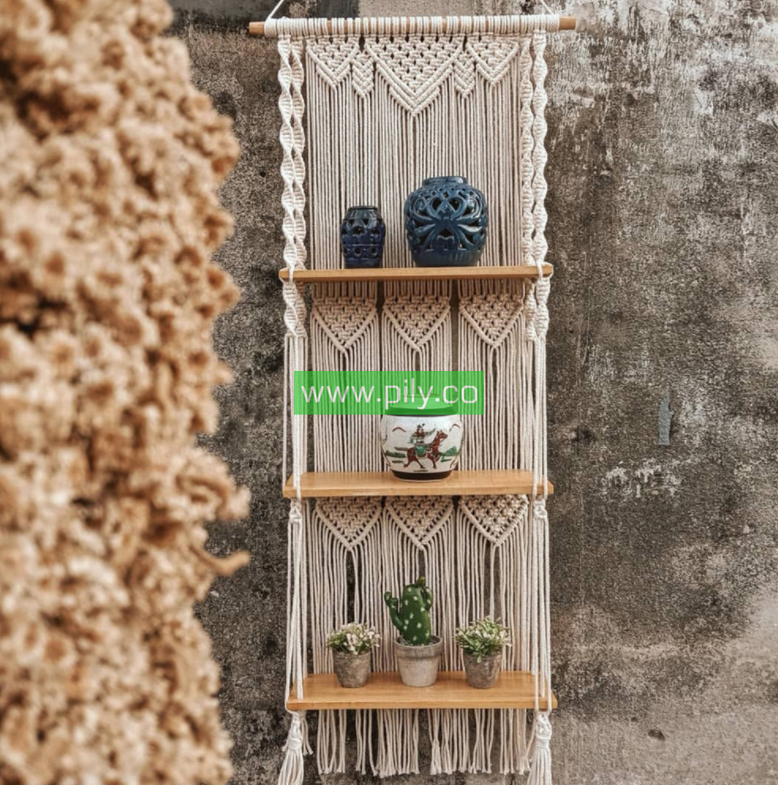 macrame wall hanging shelf boho